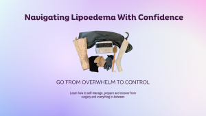 Navigating Lipoedema With Confidence 1 A photo of various types of equipment for managing lipoedema - compression, dry brush, SIPC, gloves