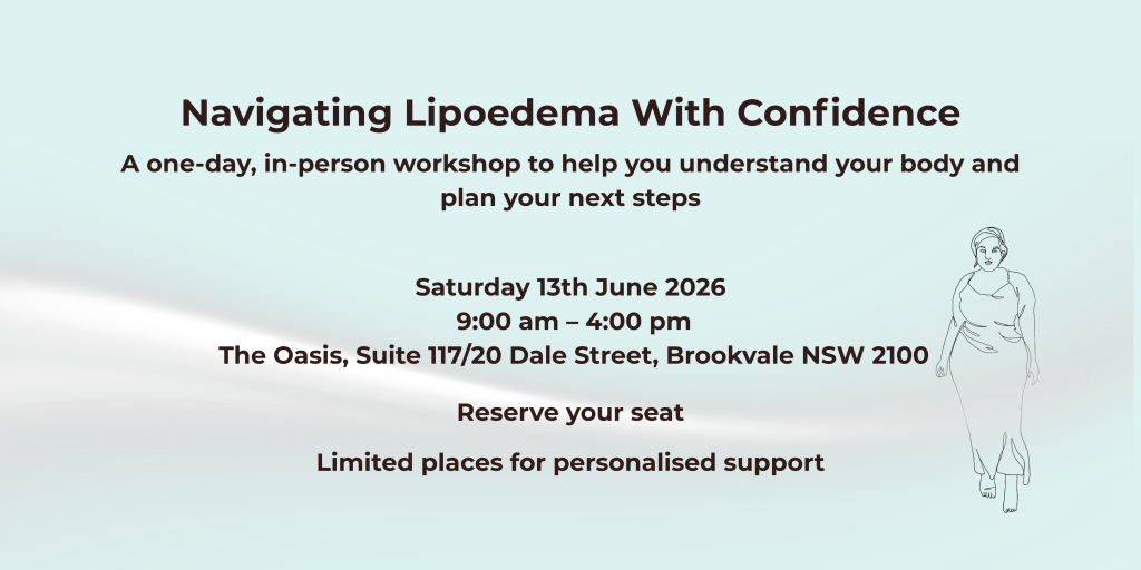 Navigating Lipoedema With Confidence 1 Banner for the in-person version of Navigating Lipoedema With Confidence